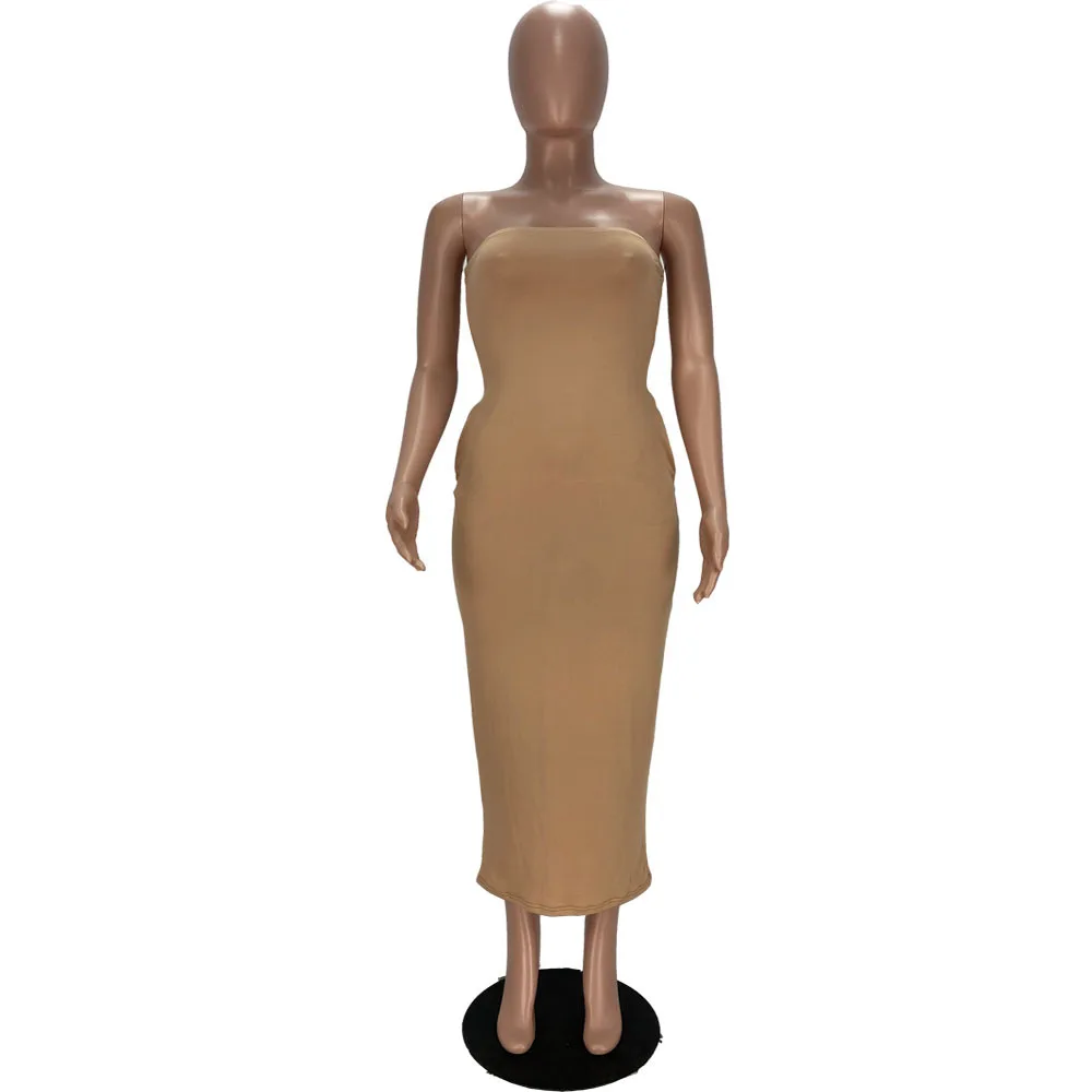 

2021 Summer Women Long Dress Off Shoulder Slash Solid COlor Bodycon With Pocket Streetwear Summer Clothes For Women Vestidos
