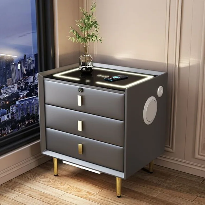 Smart Bedside Table with Wireless USB Charging Creative Multi-Functional Infrared Sensitive LED Light Hotel Night Stands | Мебель