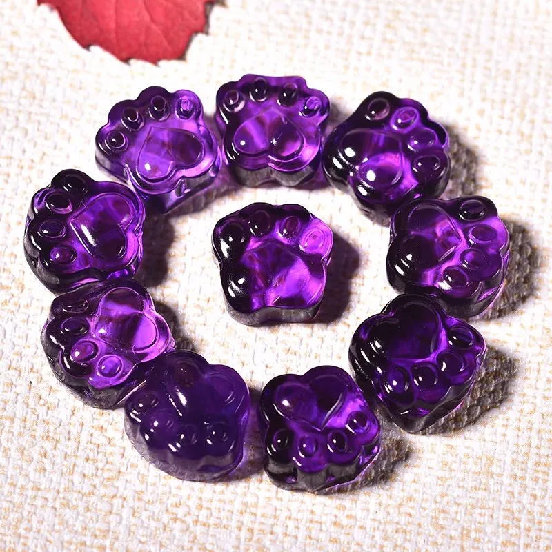 

Natural beautiful strawberry crystalTransparent quartzstone hand-carved cute cat paw Fashion for gifts