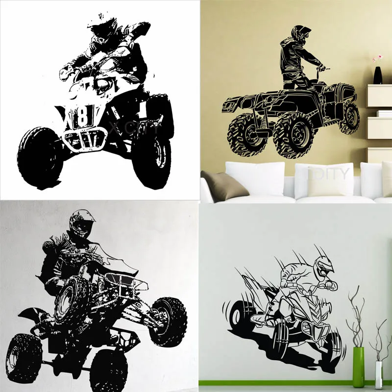 29 Конструкции квадроцикл atv гоночный Rider Экстремальная Спортивная Наклейка на стену 4 Wheeler по бездорожью Декоративная Виниловая Наклейка Декор дома Фреска