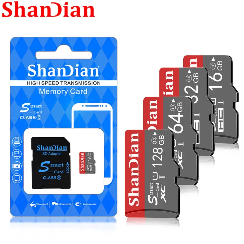 SHANDIAN микро sd 128 Гб 64 ГБ 32 оперативной памяти 16 встроенной 98 МБ/с. TF usb флэш карта мicro