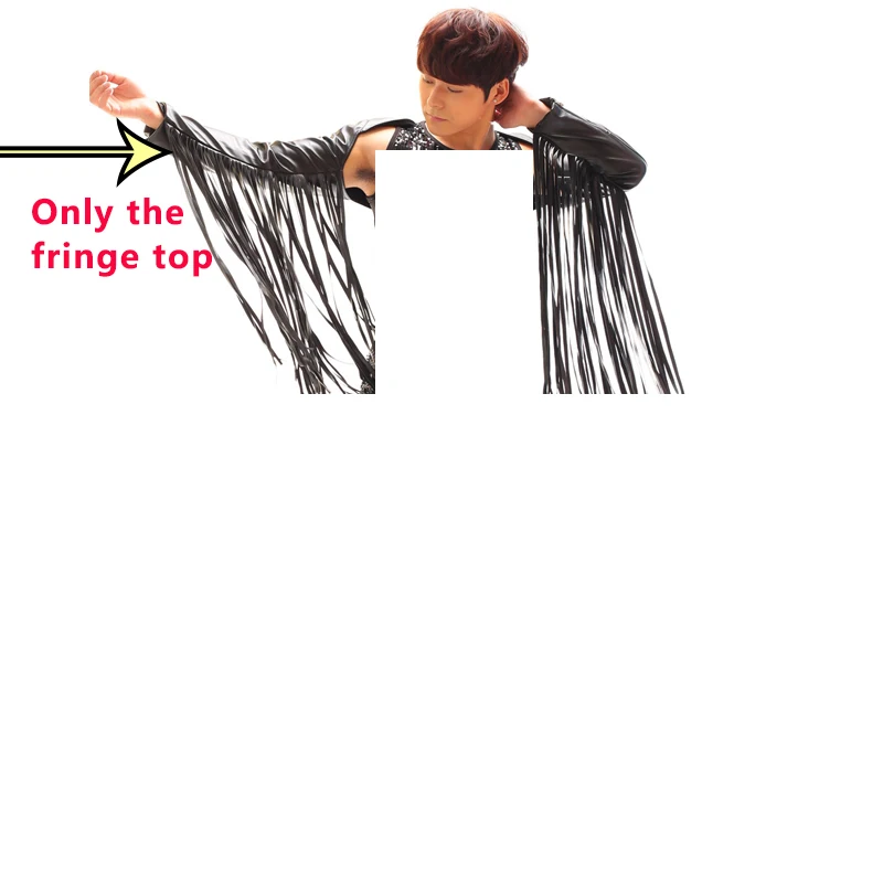 Fringe Tops Новые Сценические костюмы для певцов Мужская бахрома плечевая куртка кожаные кисточки GoGo танцоры ночной клуб DS Dj костюм BL2180 - Цвет: Fringe Tops