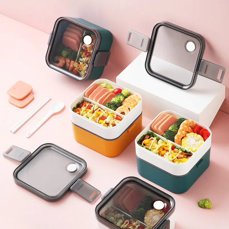 

Simple Lunch Box Can Be Heated By Microwave Oven Separate Type Portable Bento Plastic multi-layer Box Kitchen Dining