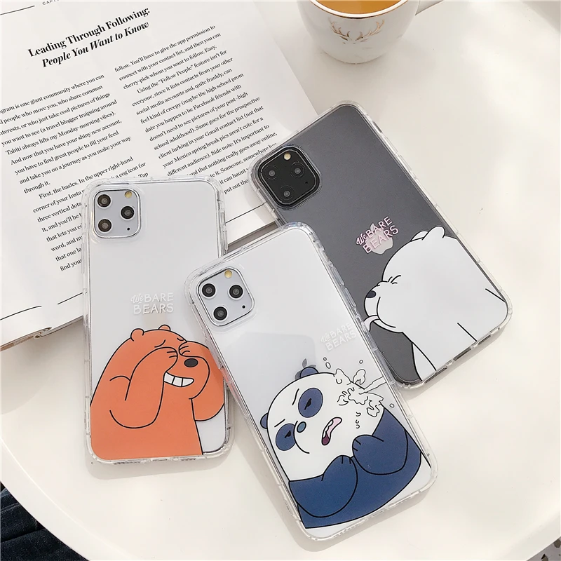Прозрачный Мягкий ТПУ чехол для телефона с рисунком медведя iPhone 11 Pro MAX Xs Max X Xr 8 7 6 6S