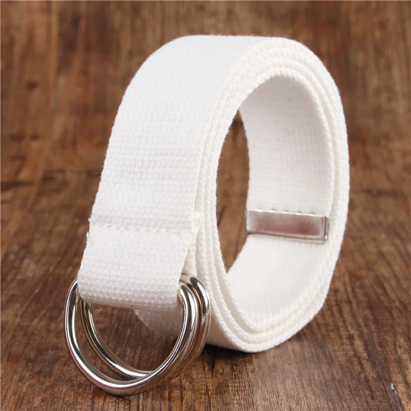

Fashion men / women belt D Shaped Double Ring Buckle Simple Solid Cotton Canvas All-match Unisex Canvas Belts Waist Belt luxury
