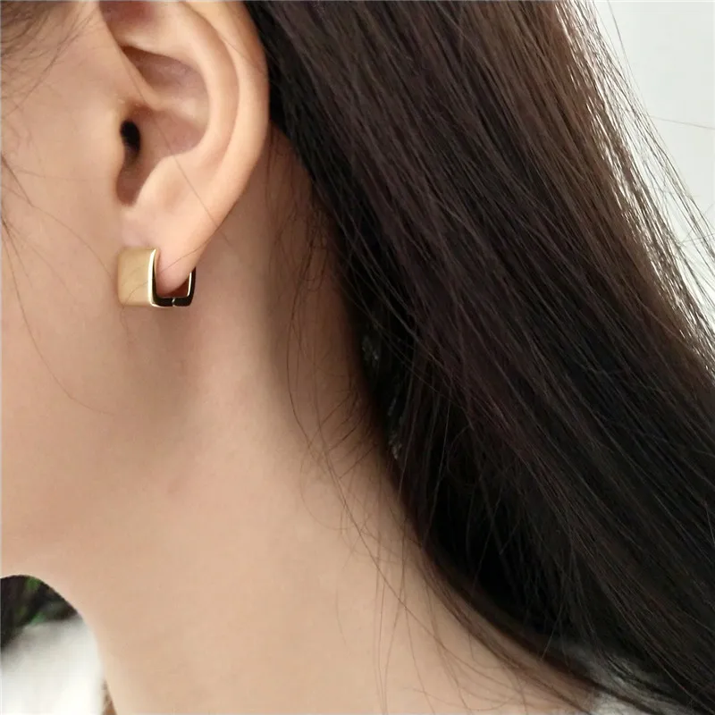 

RUIYI Real 925 Sterling Silver Square Smooth Surface Earring Clips Korean Young Girls Stylish Chic Earrings Fashion Fine Jewelry