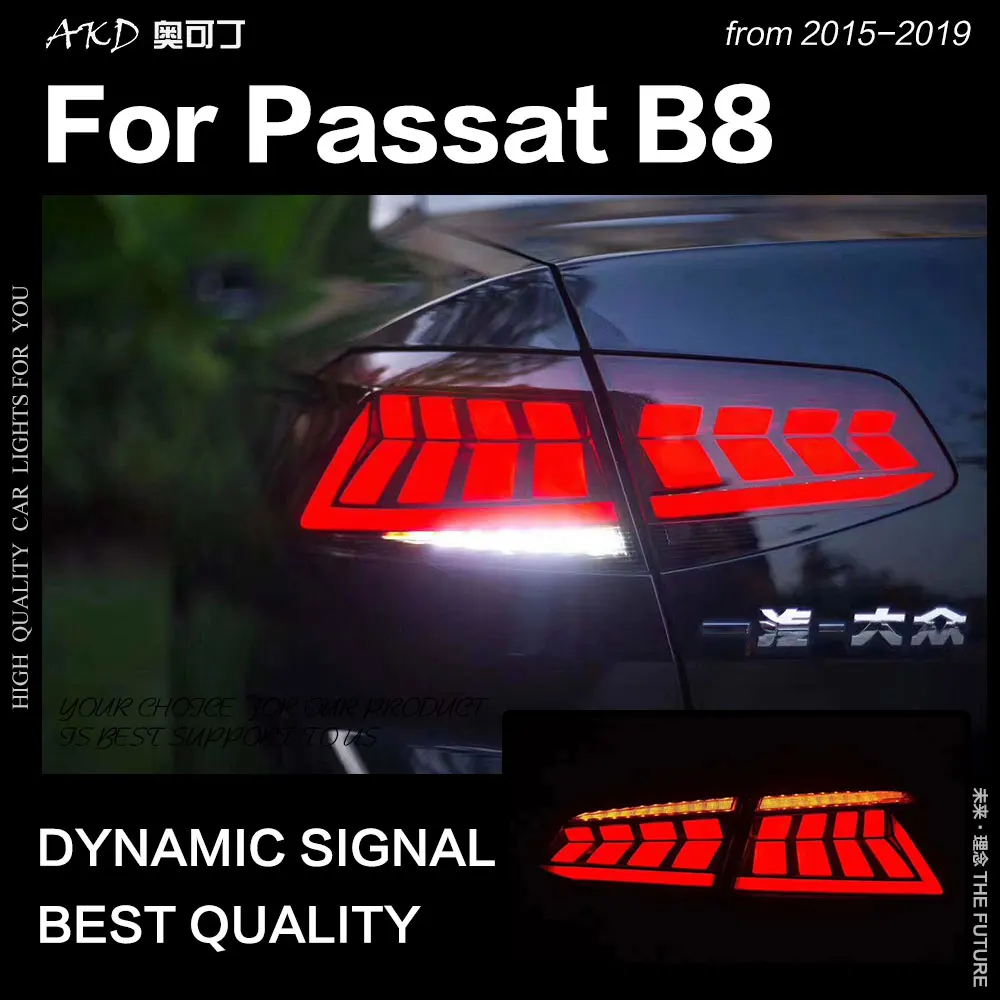 AKD автомобильный Стайлинг для VW Passat B8 задние фонари- Passat светодиодный задний фонарь светодиодный DRL Dynami сигнал тормоза заднего хода авто аксессуары