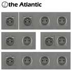 Настенная розетка французская FR для домашней розетки, электрическая розетка, одинарная, двойная, тройная, четверная, серая, серая, USB разъем питания