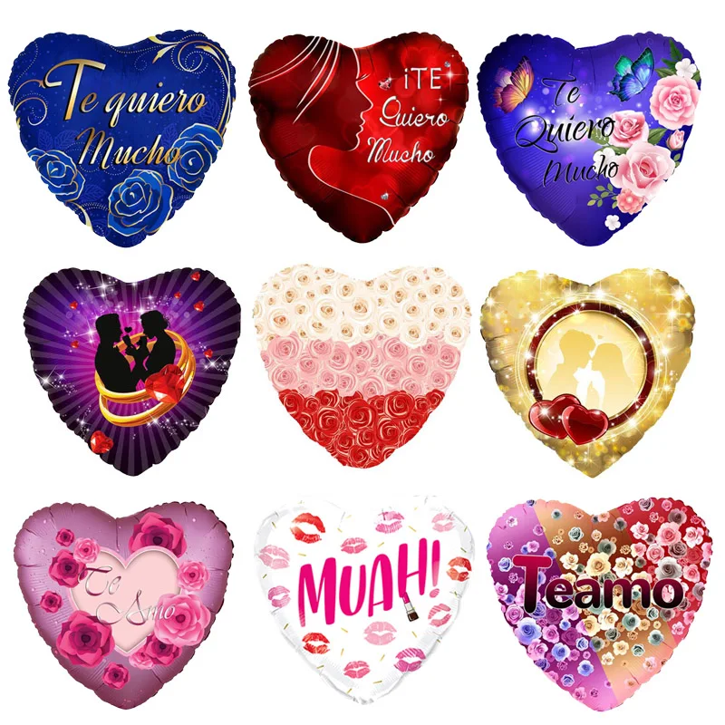 10pcs Spanish I Love You Theme Foil Balloons Te Amo Quiero Mucho 18inch Heart Balon Wedding Valentines Day Decoration Globos - купить по