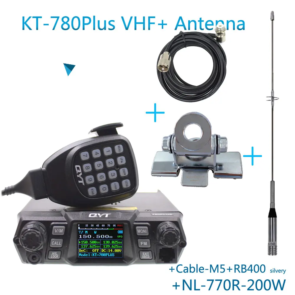 KT-780PLUS VHF136-174MHz Высокая выходная мощность 100 Вт большое расстояние автомобильное крепление база QYT KT780+ мобильное радио - Цвет: KT-780plus-ant