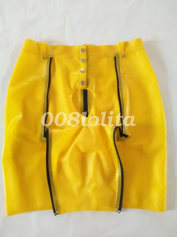 Мужские сексуальные узкие шорты из 100% латекса желтые на молнии размер 0 4 мм |