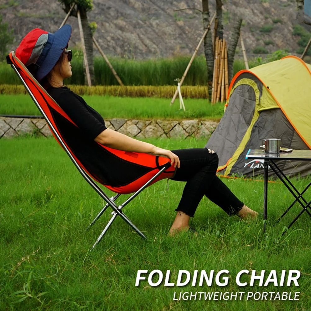 저렴한 초경량 알루미늄 합금 접이식 달 의자 내마모성 통기성 휴대용 야외 캠핑 낚시 해변 등받이 의자