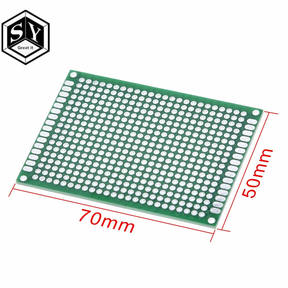 1 шт. Great IT двухсторонний Прототип PCB Луженая универсальная плата 5x7 5*7 см зеленая |