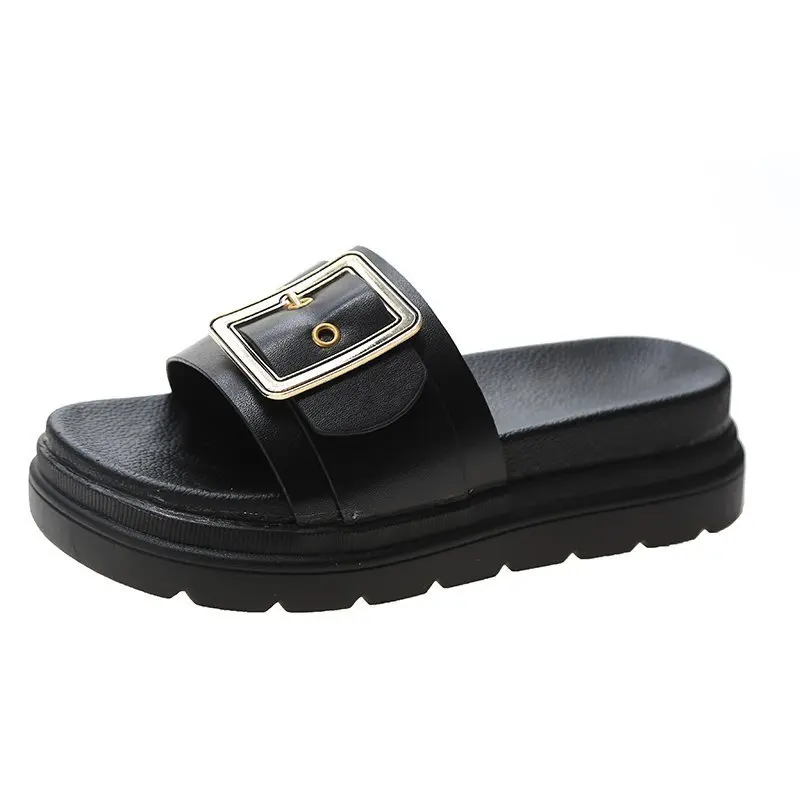

Slippers Casual Women's Shoes With Platform Shale Female Beach Pantofle Slides Med Rivet Luxury Soft Sabot 2021 Summer Flat PU R