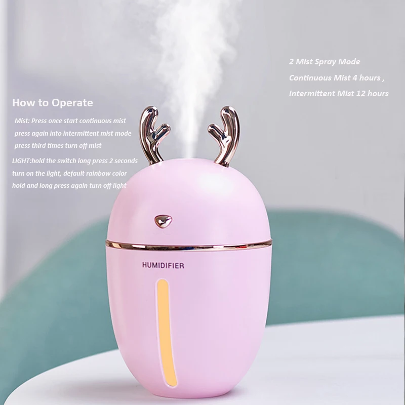 

450ML Air Humidifier USB Aroma Essential Oil Diffuser For Home Office Aromatherapy Humidificador Difusor With nightLight Lamp