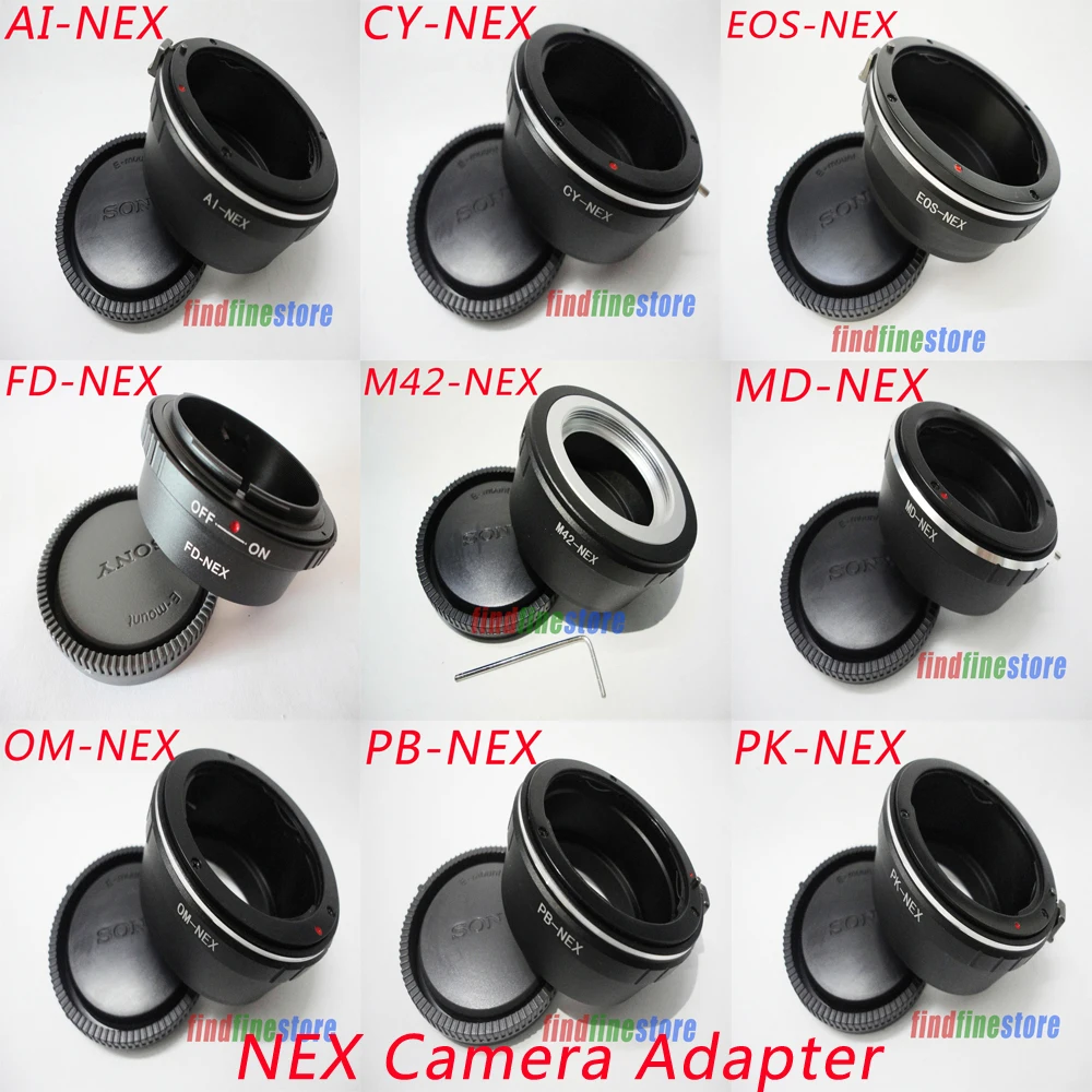 Nikon AI F CY C/Y Canon EOS FD LR M42 Minolta MD Olympus OM Praktica PB Pentax PK объектив для Sony NEX E адаптер + Крышка