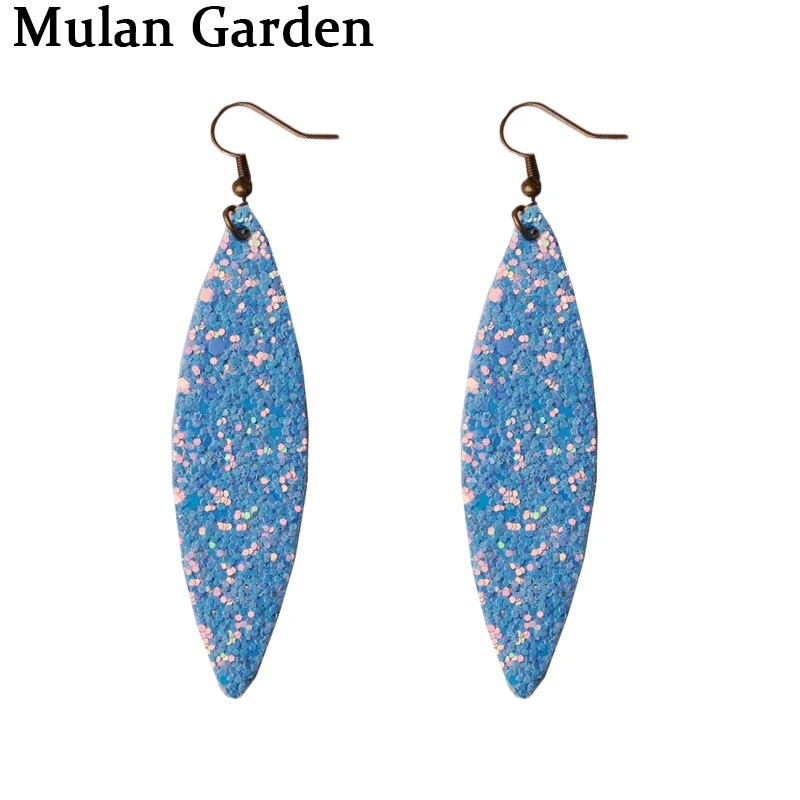 M &amp G Новые блестящие серьги ручной работы из искусственной кожи с двумя боковыми