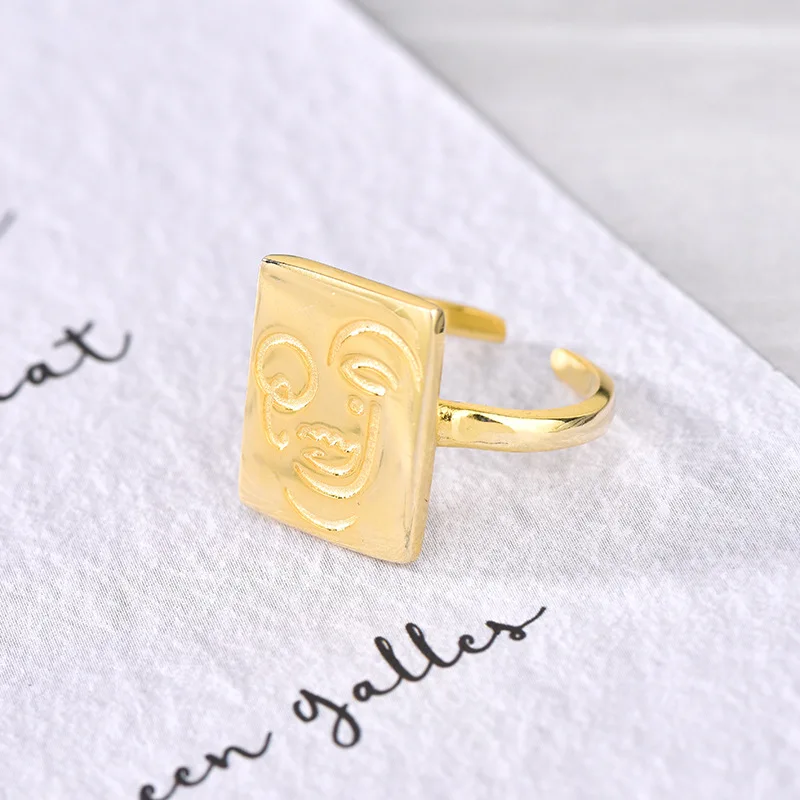 

Smile Face Finger Rings For Women Fashion Jewelry New Cool Special Design Personality Women's Adjustable Ring Silver Color