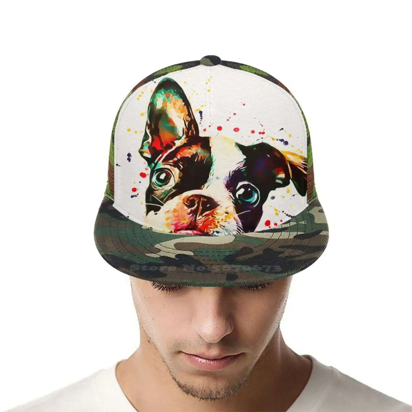 Акварельная шапка Boston Terrier в стиле хип-хоп модная кепка для собак Бостон-терьер