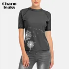 Женский купальник с коротким рукавом и цветочным принтом