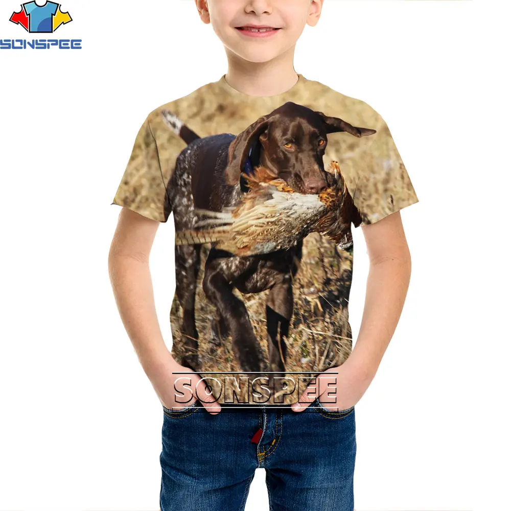 Камуфляжная футболка для мальчиков SONSPEE с 3D изображением охотничьих диких собак