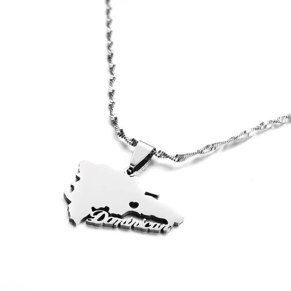 Женское колье из нержавеющей стали с подвеской в виде карты Доминиканской