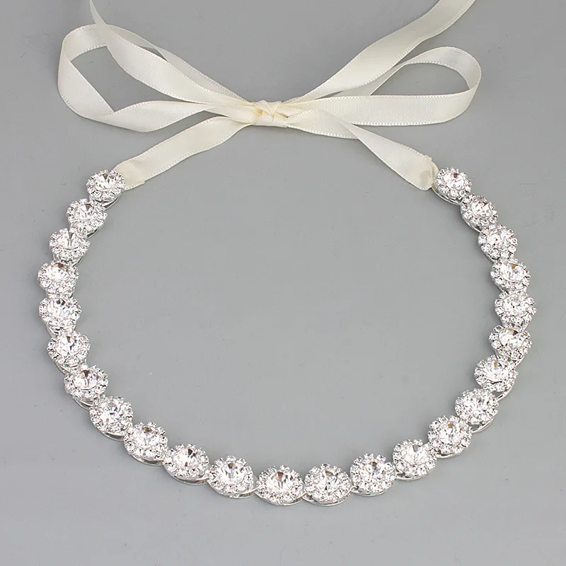Модный женский свадебный налобный головной убор со стразами Серебряное золото