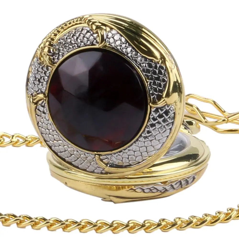 Карманные часы с красным гранатом и золотым покрытием Роскошные Кварцевые