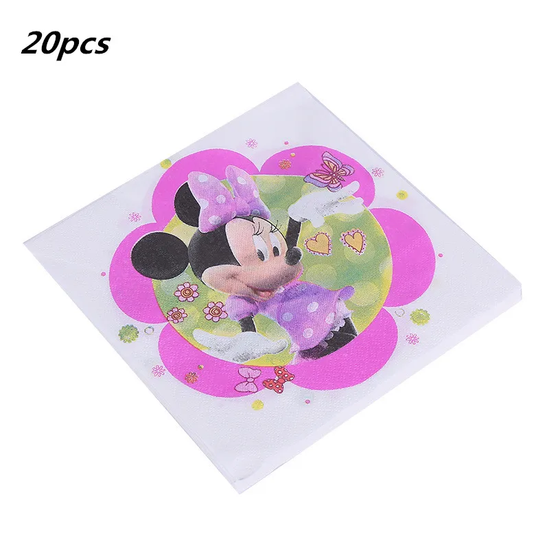 20pcs napkin 20 шт./партия Минни тема Микки бумажные салфетки для вечеринки с днем рождения товары для вечеринок Минни бумажные полотенца для салфеток сувениры 33*33 см - Цвет: 20pcs napkin