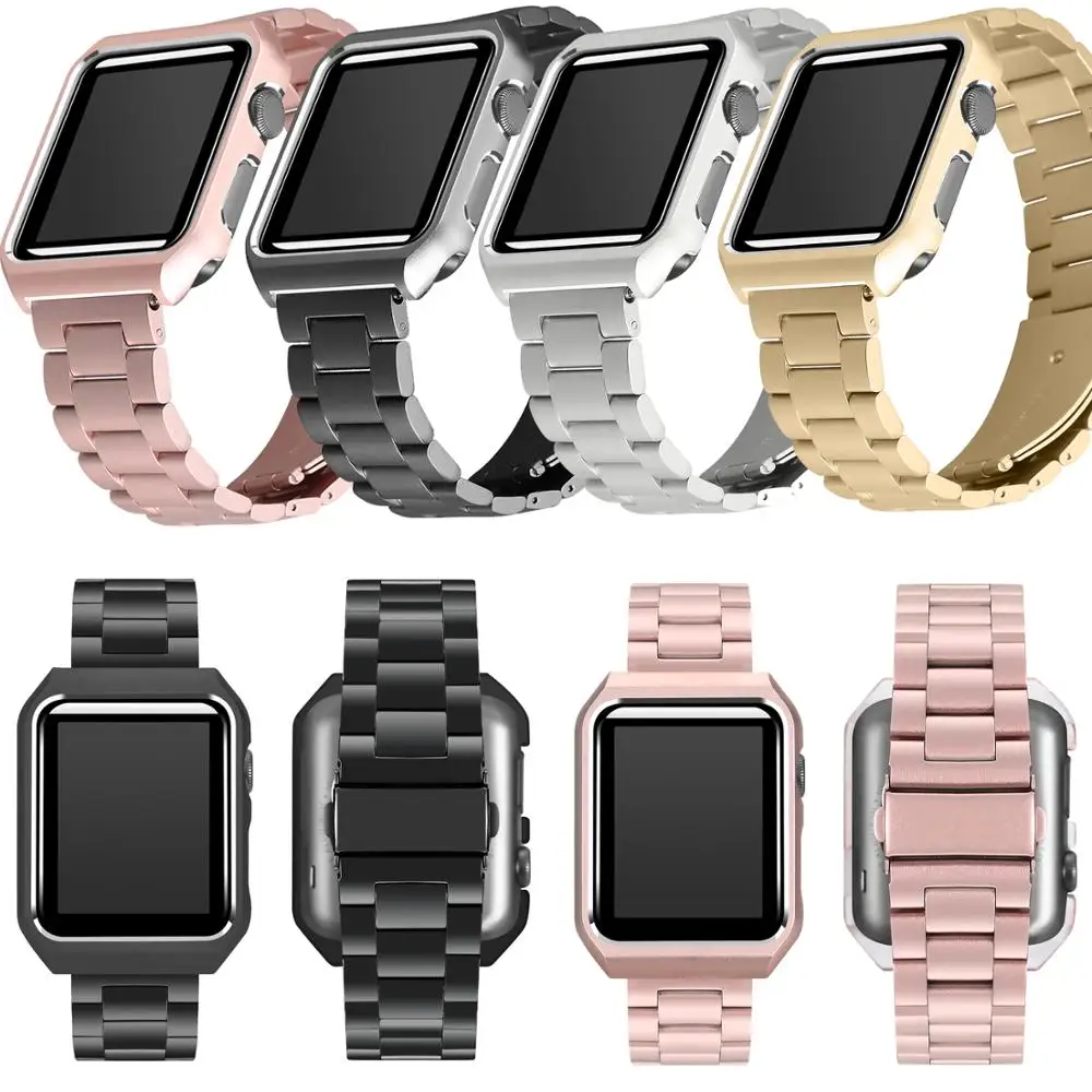 Ремешок для часов из нержавеющей стали с защитным чехлом Apple Watch 38 мм 42 40 44 серии 4 3