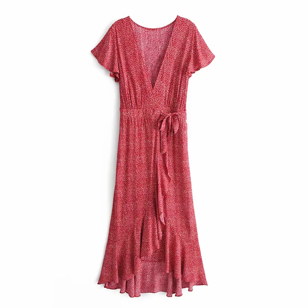 Женское платье с цветочным принтом TEELYNN Boho летнее пляжное v образным вырезом и