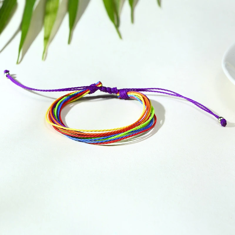 Браслет с радужным воском водонепроницаемый регулируемый ЛГБТ гордыня гей парад