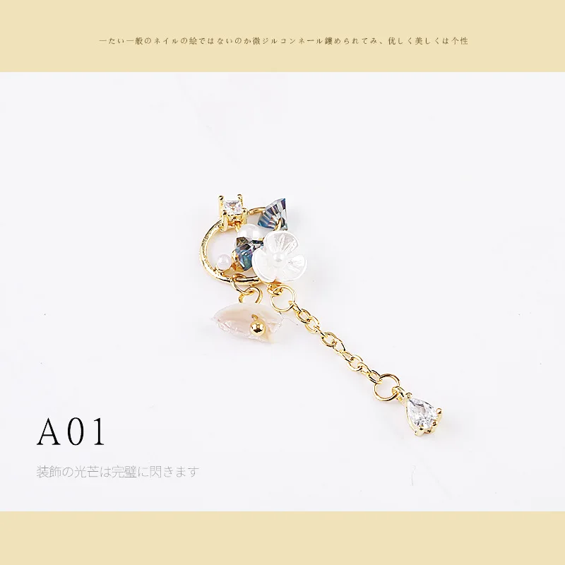 

Water Drop Crystal Dangle Chain Charms Nail Art Jewelry Decors Luxury Zircon Rhinestones 3D Manicure Accessories For Nails F673