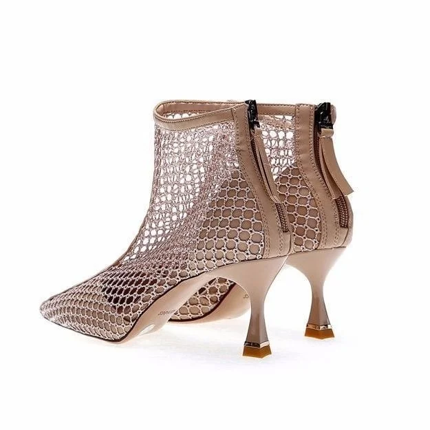 

Sexy leather sandals women's breathable mesh Sexy Spring and summer new pointed thin heel sandals net red high heels