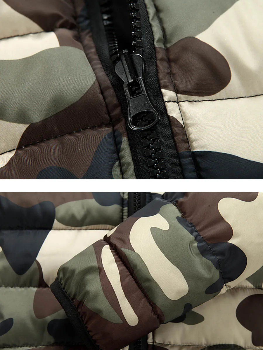 

Men's Winter Camouflage Jacket Korean Style Fashion Male Business Coat Mens Casual Warm Thickened Hooded Padded Cotton Coats