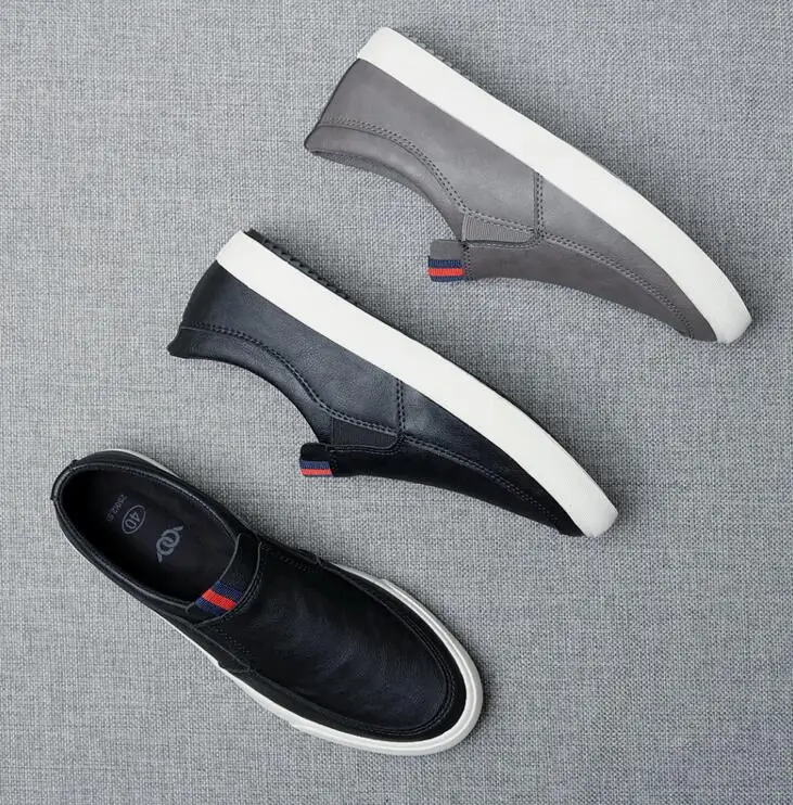 

Spring Autumn New Pop Fashion Men Leather slip-on Casual Shoes Trend Shoes Cool Loafers Flats