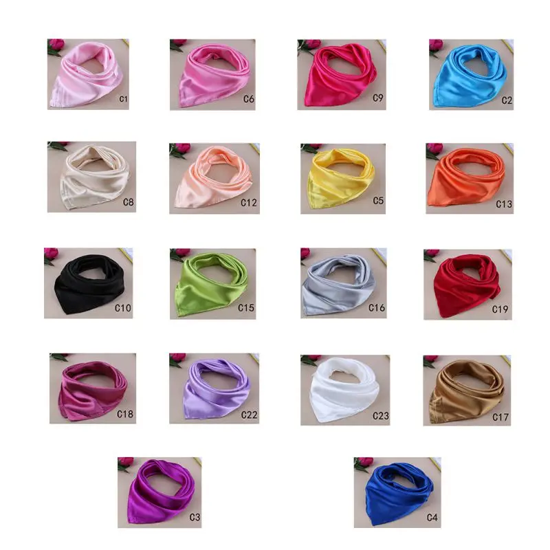 

Women Winter Silk Scarf Fashion Candy Color Women's Multi-purpose Silk Scarf Headband Square Scarf Hot