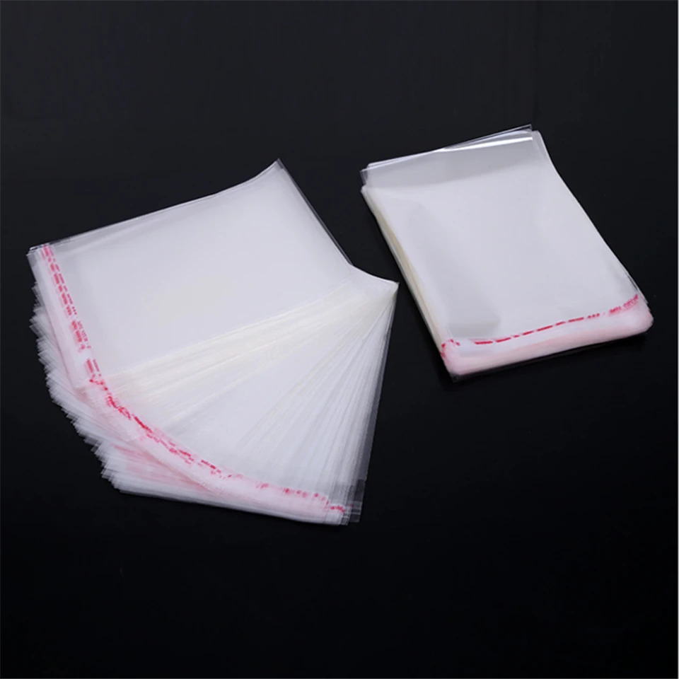 100pcs Clear Plastic Self Adhesive Bag Sealing Jewelry Accessories Candy Packing Resealable Gift Cookie Packaging | Дом и сад