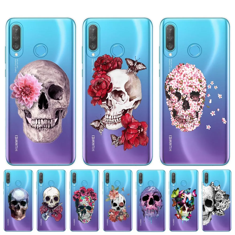 Чехол для телефона в стиле ретро с изображением черепов и роз чехол Huawei P30 P20 Lite Pro
