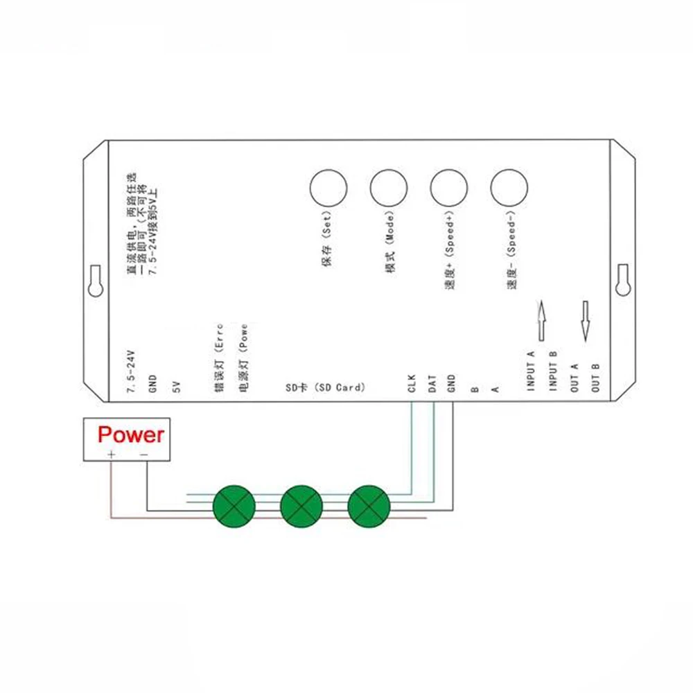 Программируемый RGB светодиодный контроллер DC5 24V Max 2048 Пиксели прибор приемно WS2812B