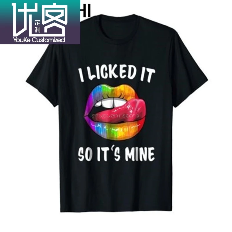 LGBT I Licked It So Mine черная футболка для геев гомосексуалов лесбиянок крутая