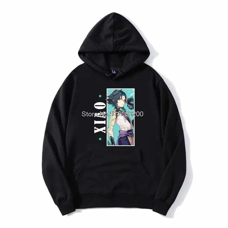 

Tvoe Genshin Impact Xiao Hoodie Japan Anime Game Men Hoodie Hooded Sweatshirt Streetwear Jacket Harajuku