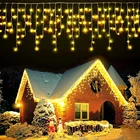 Уличная светодиодная гирлянда в виде сосулек, Рождественский шнурок на окно, скасветильник ильник для украшения стен, свадьбы, сада