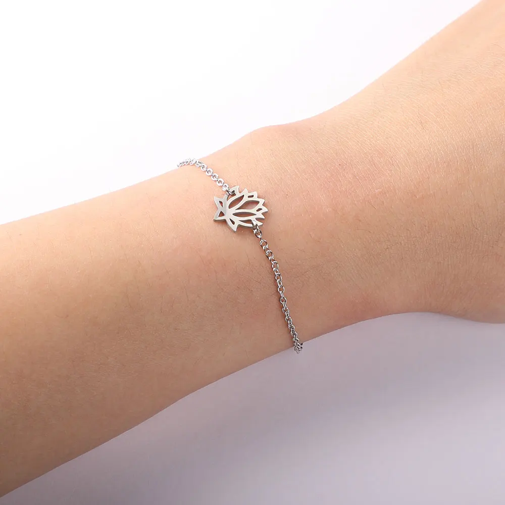 Сказочный браслет из нержавеющей стали 100% с подвесками в виде лотоса для йоги