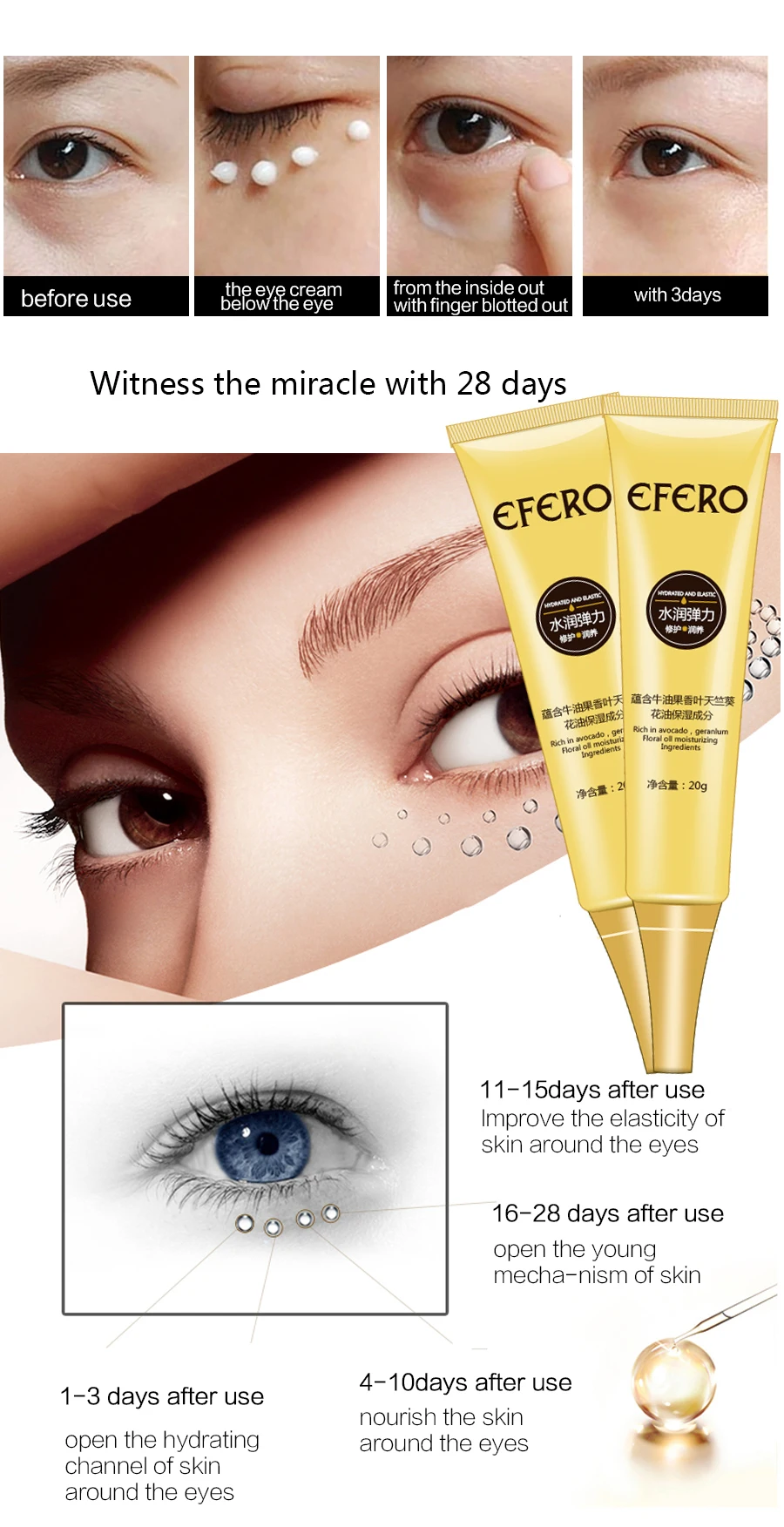 EFERO 1 шт лицо улитки крем отбеливающий дневной крем+ 1 шт Сыворотка для лица против возраста морщин Сыворотка+ 1 шт коллаген крем для глаз ремонт темных кругов