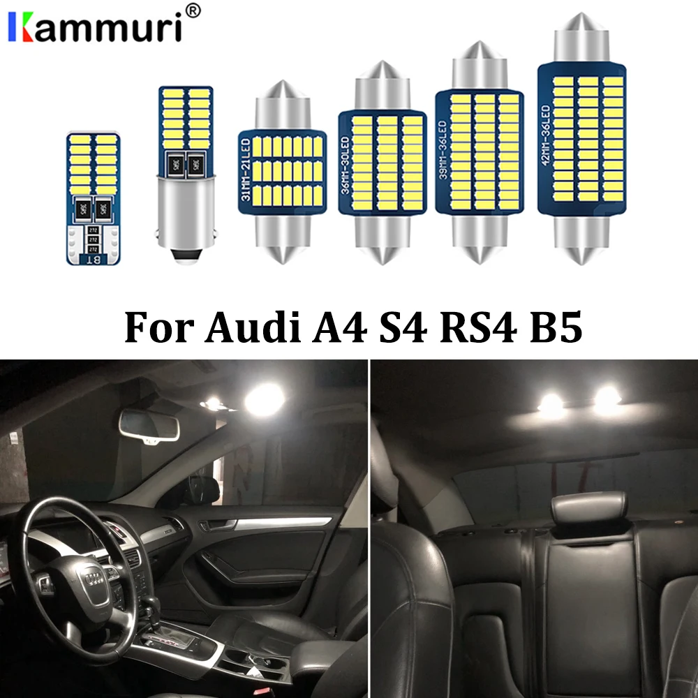 Белые светодиодные лампы kammusi 18 шт. комплект ламп для салона автомобиля Canbus Audi A4 S4