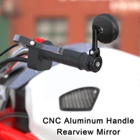 motorcycle aluminum alloy handlebar rearview mirror end handle rod with reverse mirror reflector u5w3
