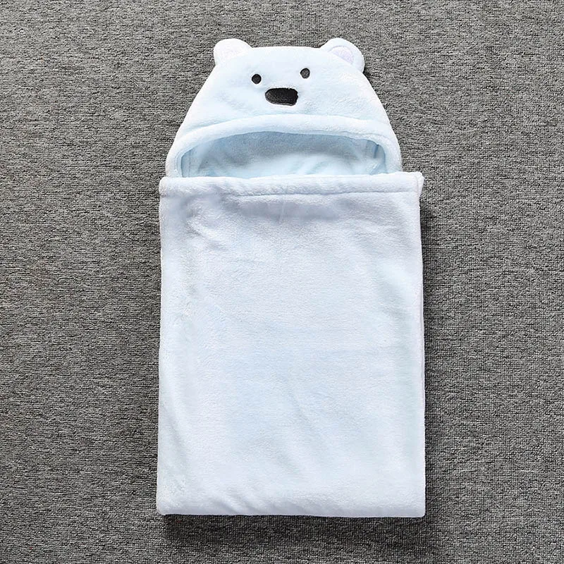 

Baby Hoodie Blanket Swaddle Wrap Bath Towel Soft Warm for Autumn Winter Sleeping EIG88