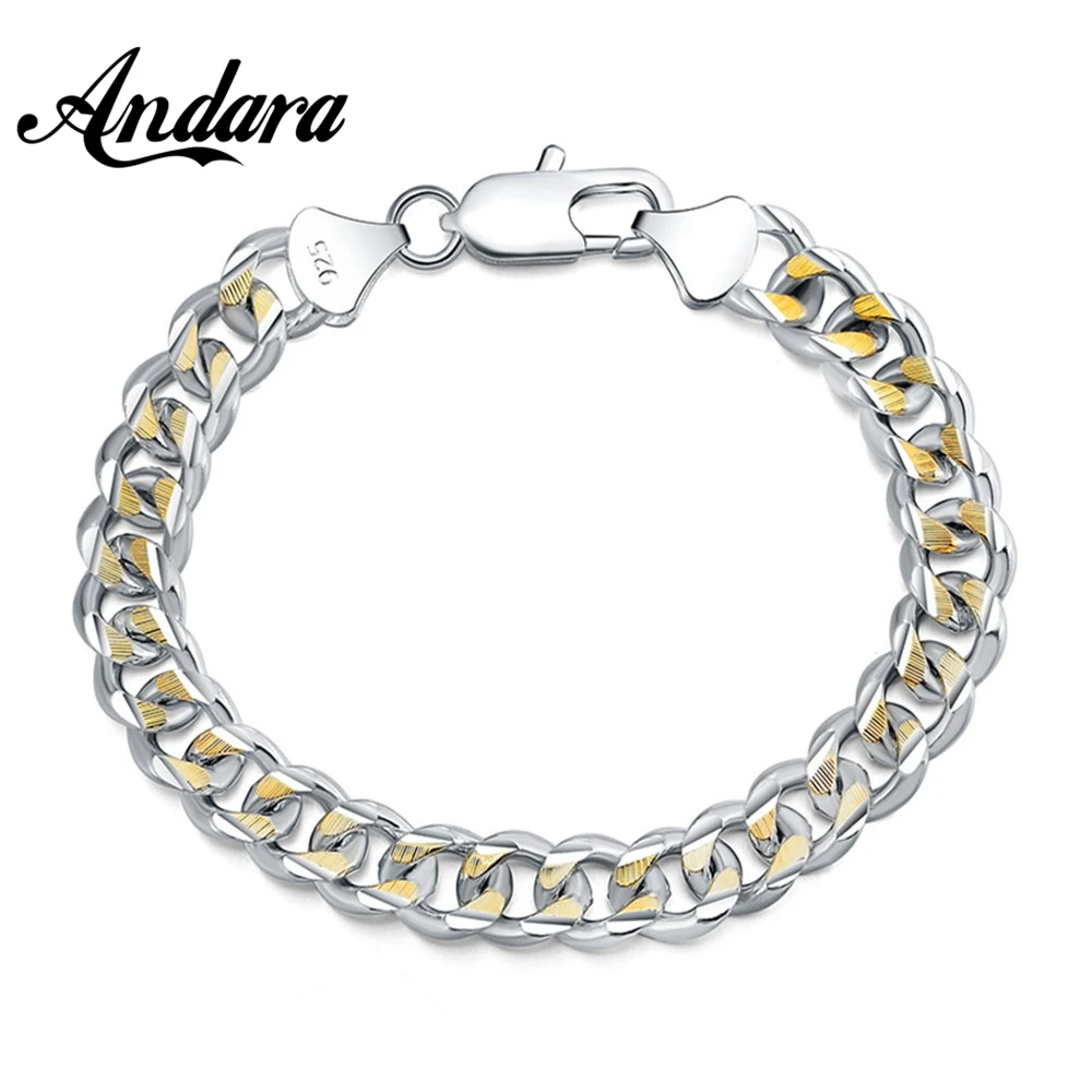 

Hip Hop Men's Bracelet 925 Silver Sideways Cuban Bracelet 10MM8''