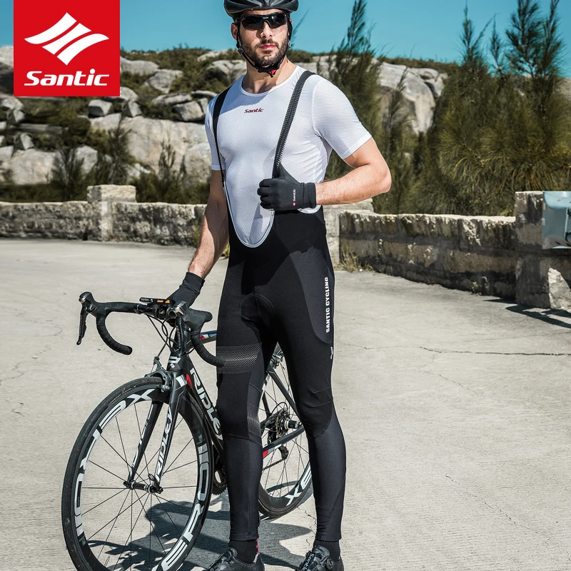 Santic Для мужчин зимние велосипедные штаны Высокое качество Pro MTB дорожный велосипед комбинезон плотная, ветронепроницаемая теплая 4D мягкий Велосипедный спорт длинные брюки для девочек